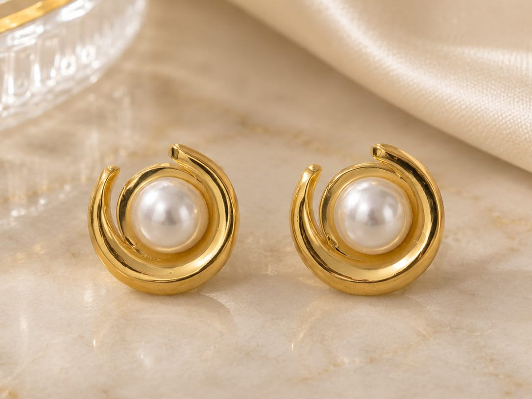 Pearl Halo Stud Earrings