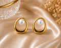 Elegant Pearl Drop Stud Earrings