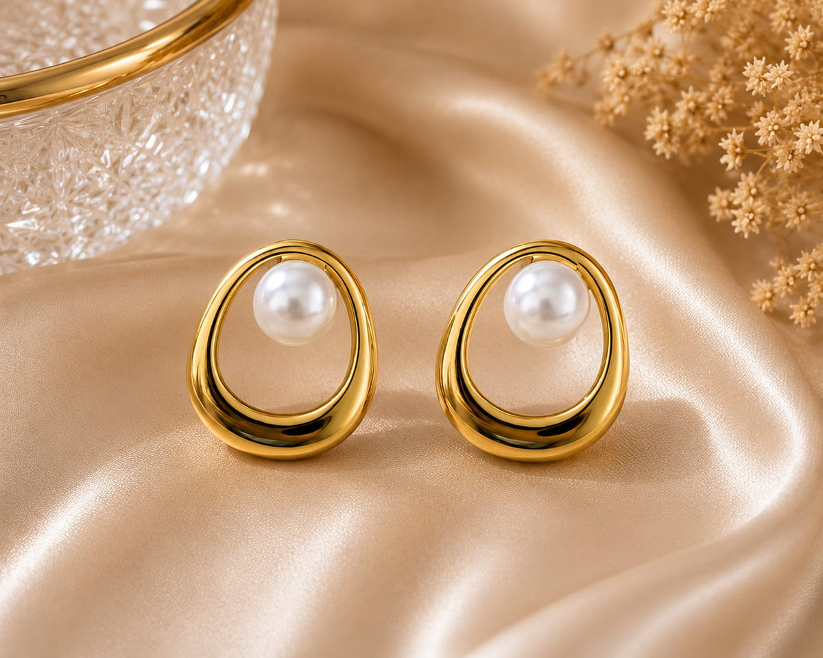 Elegant Pearl Drop Stud Earrings