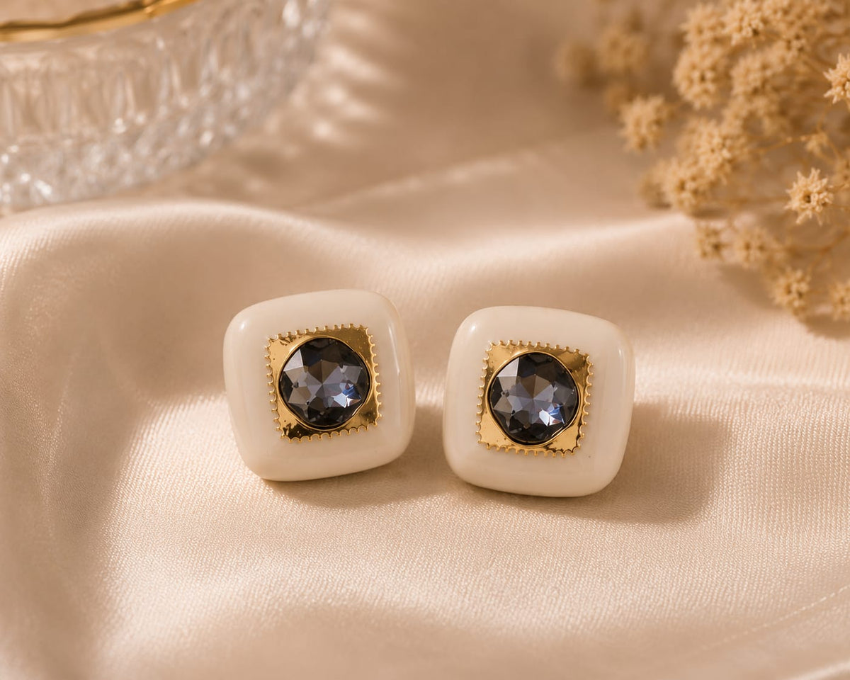Ivory Crystal Stud Earrings