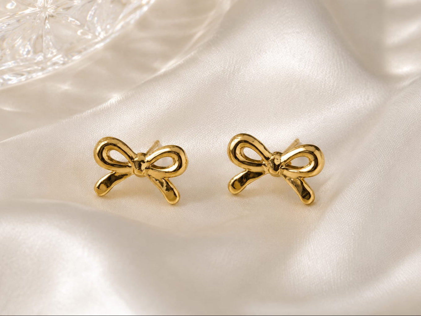 Golden Bow Stud Earrings
