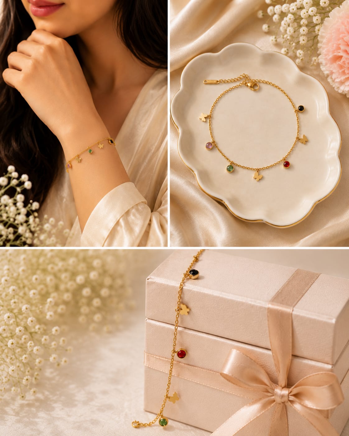 Butterfly Charm Gold Bracelet