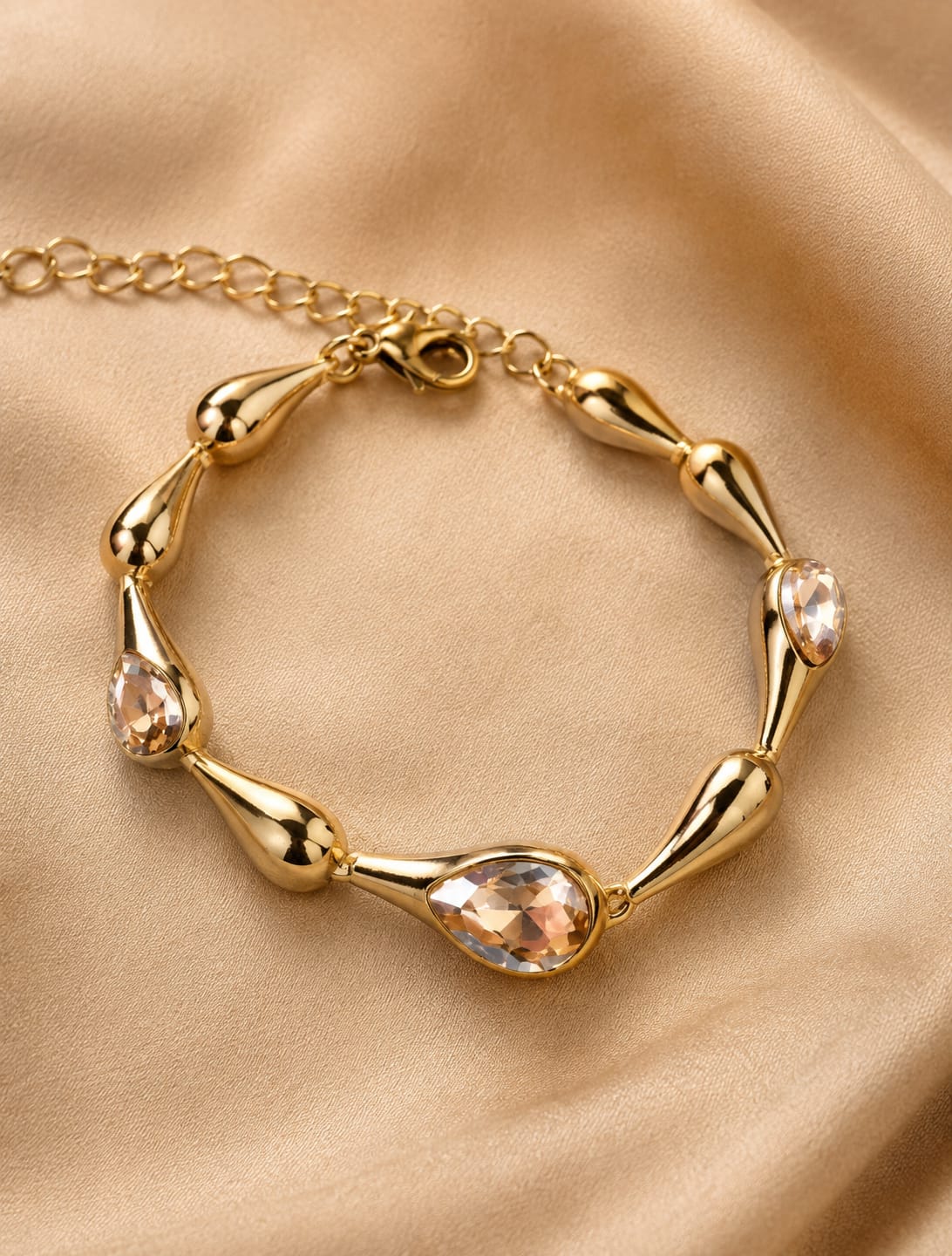 Crystal Drop Gold Bracelet