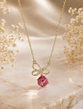 Pink Crystal Bow Pendant Necklace