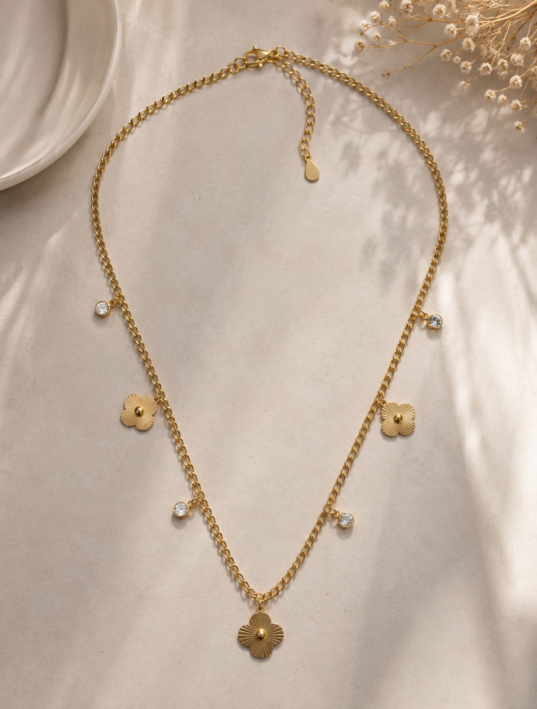 Golden Blossom Charm Necklace