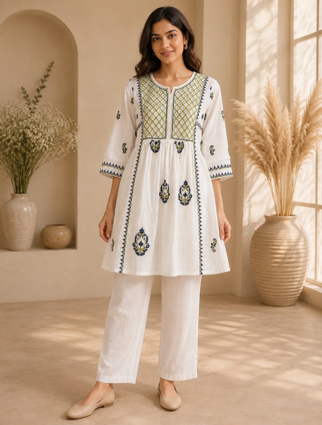 Embroidered Cotton Suit Set