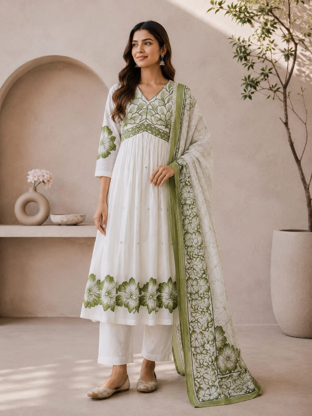 Embroidered Suit Set with Dupatta