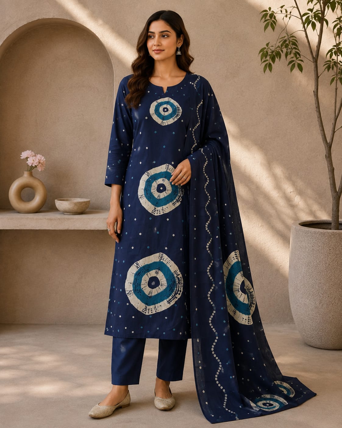 Printed Cotton Suit Set with Dupatta