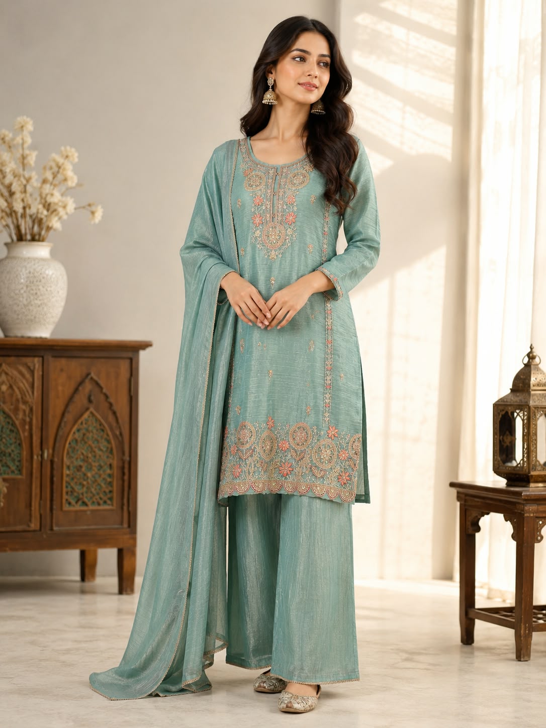 Premium Embroidered Elegance Suit Set with Dupatta