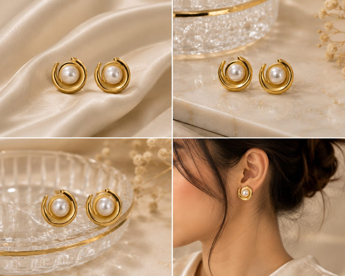 Pearl Halo Stud Earrings