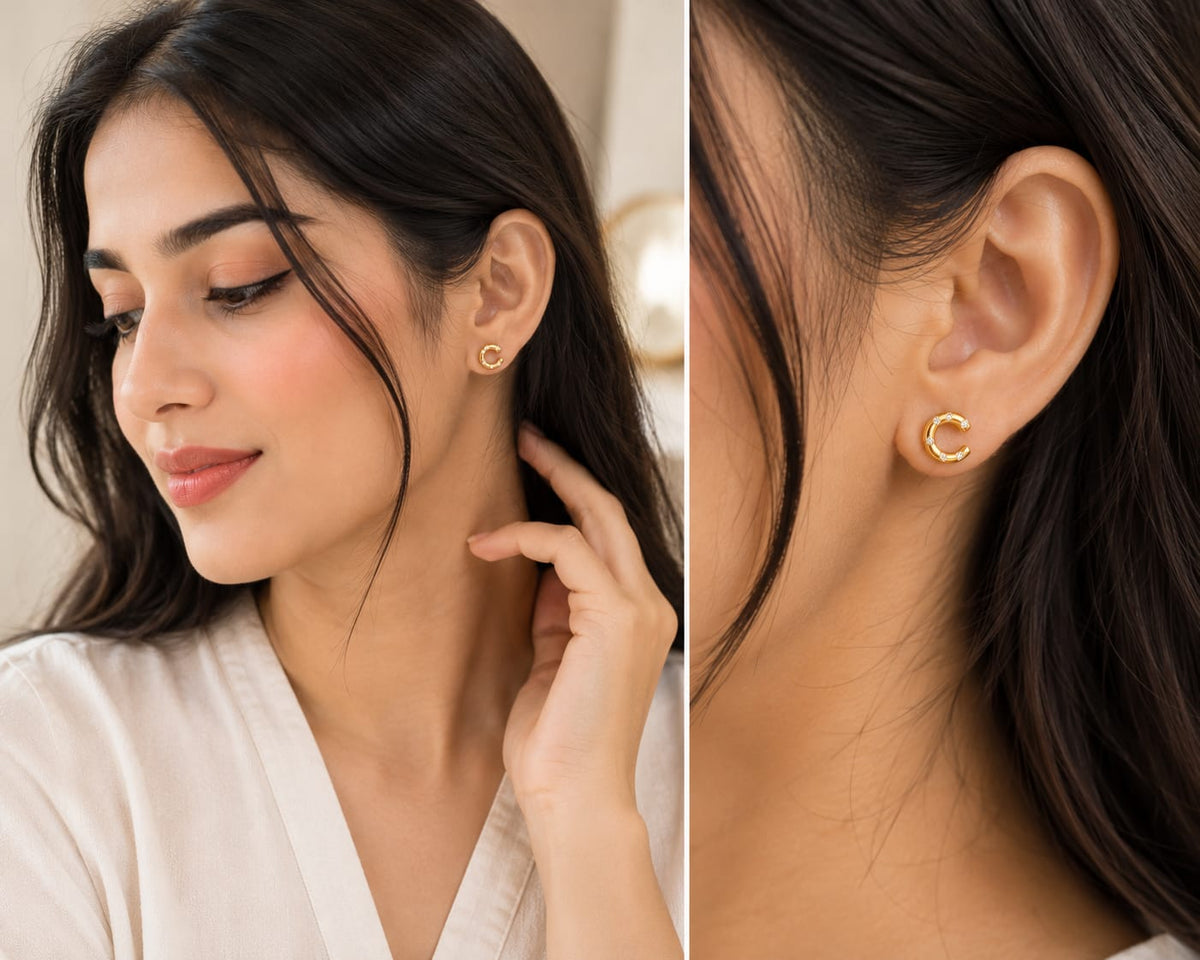 Textured Gold Open Hoop Earrings