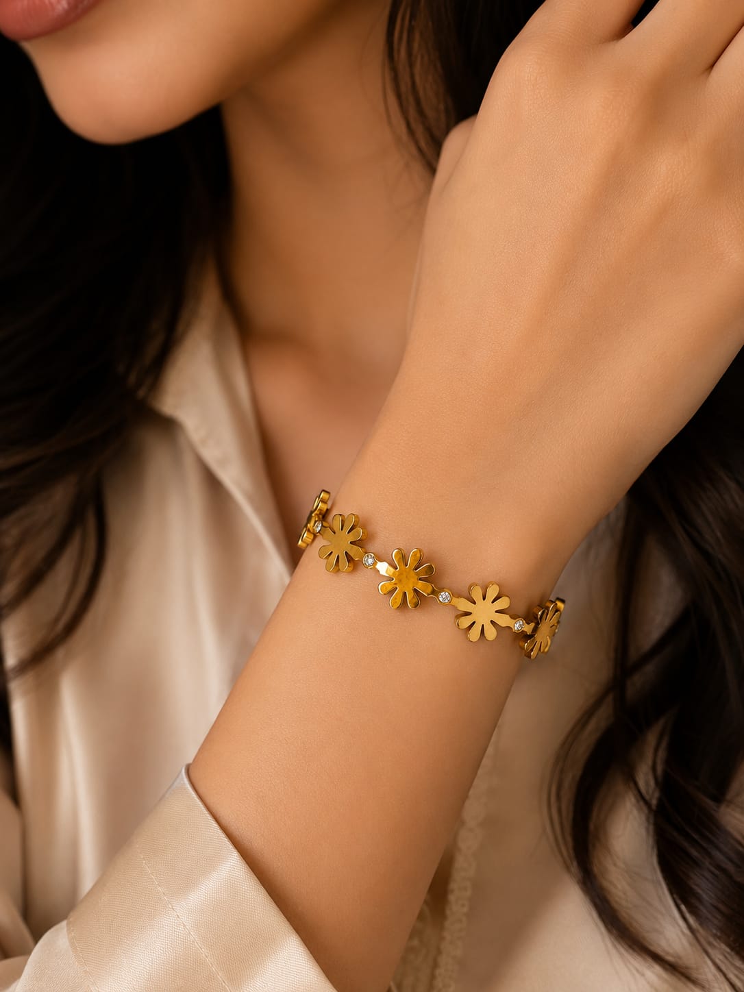 Golden Blossom Crystal Bracelet