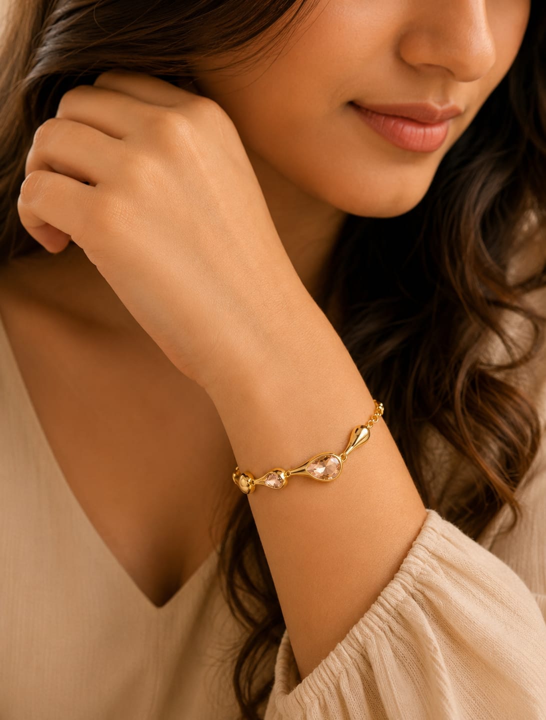 Crystal Drop Gold Bracelet