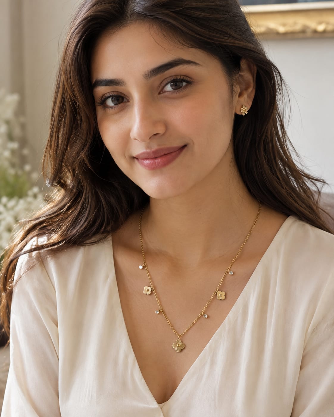 Golden Blossom Charm Necklace