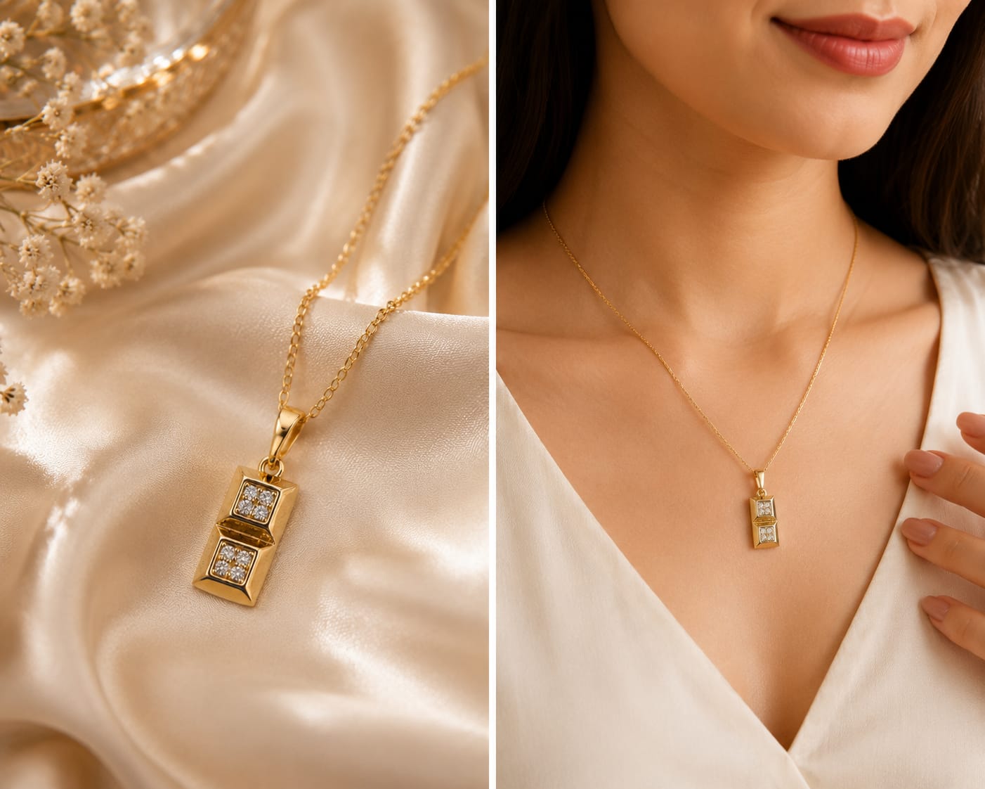 Dual Spark Geometric Pendant