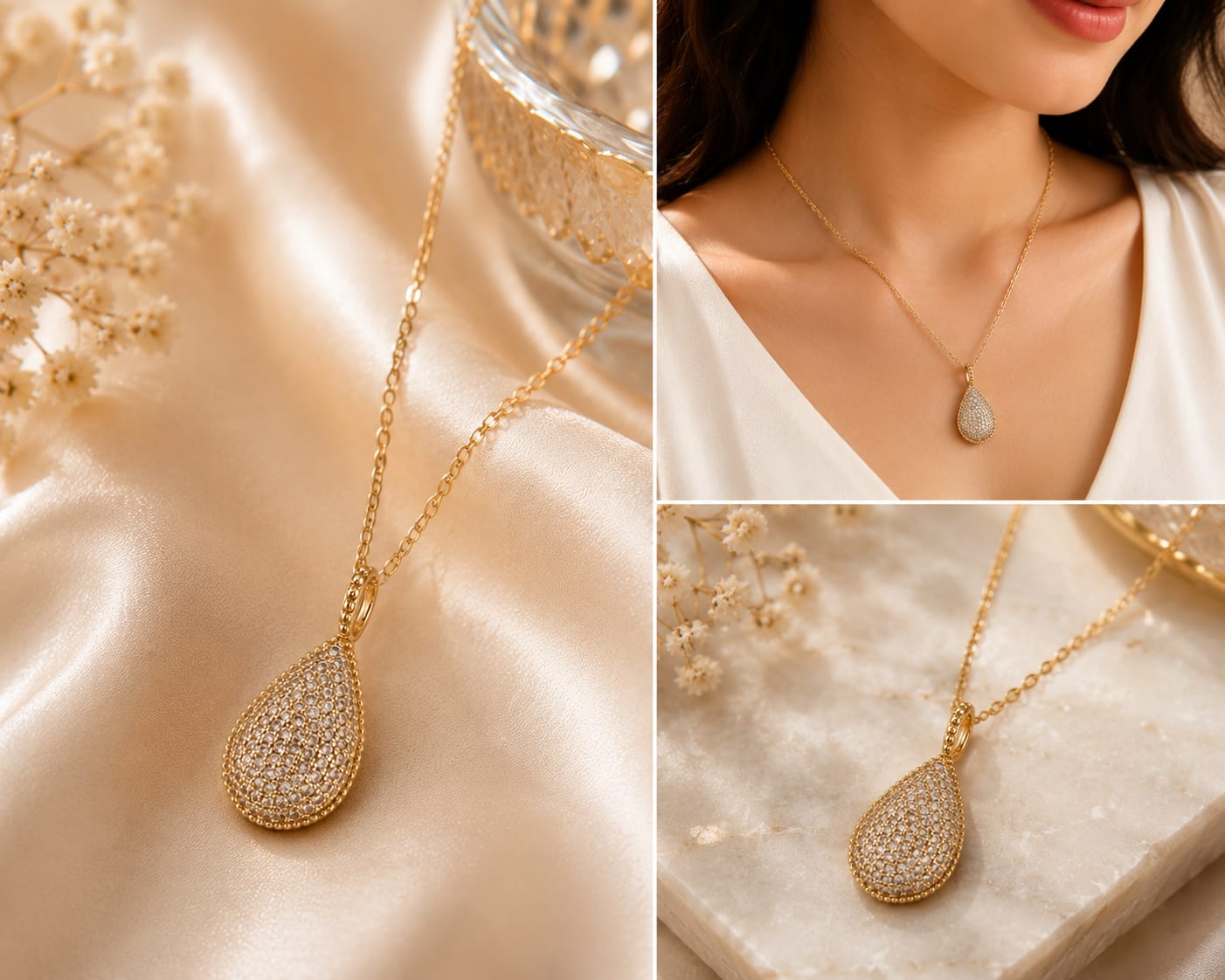 Luminous Teardrop Crystal Pendant