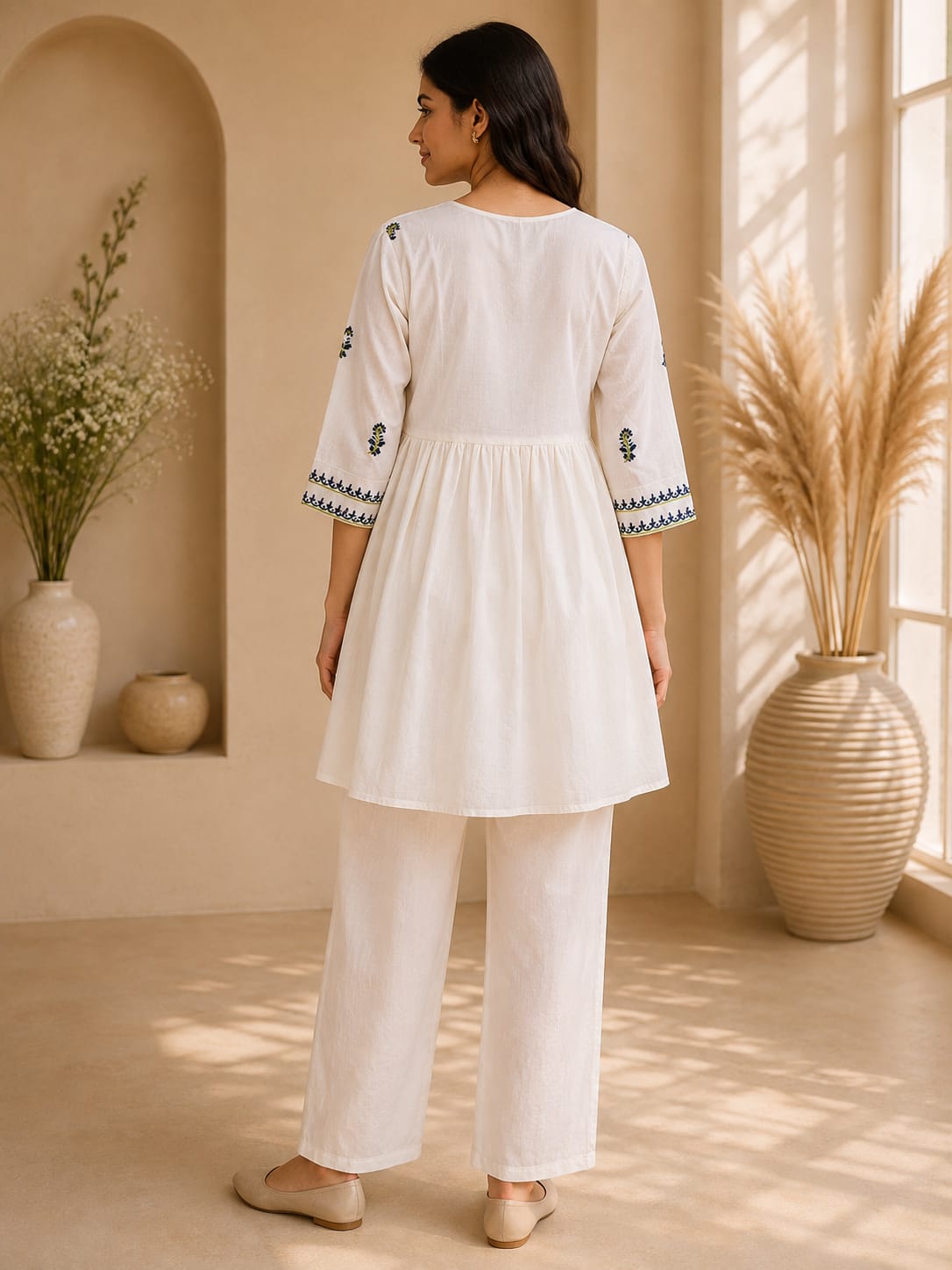 Embroidered Cotton Suit Set