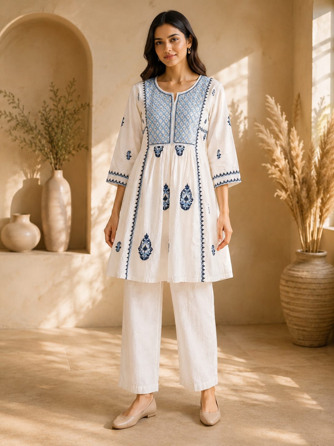 Embroidered Cotton Suit Set