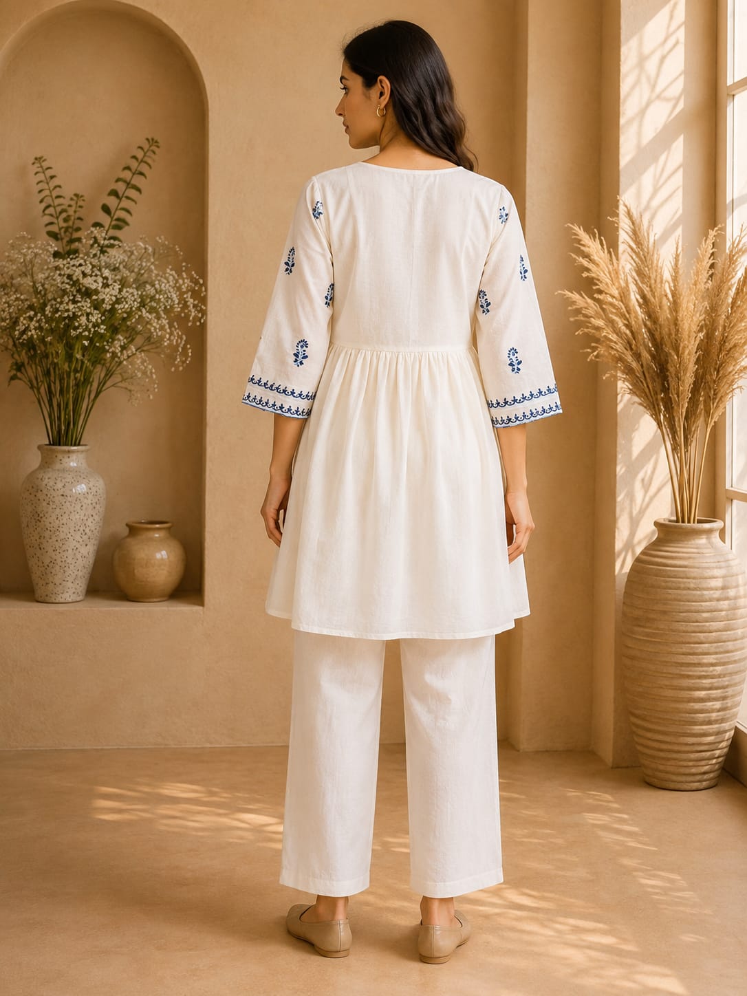 Embroidered Cotton Suit Set