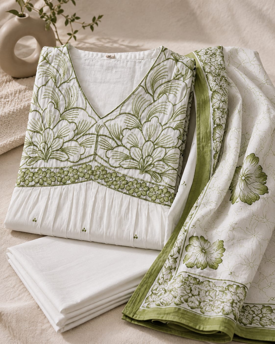 Embroidered Suit Set with Dupatta