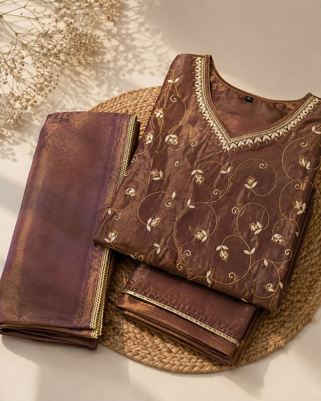 Premium Embroidered Silk Suit Set with Dupatta
