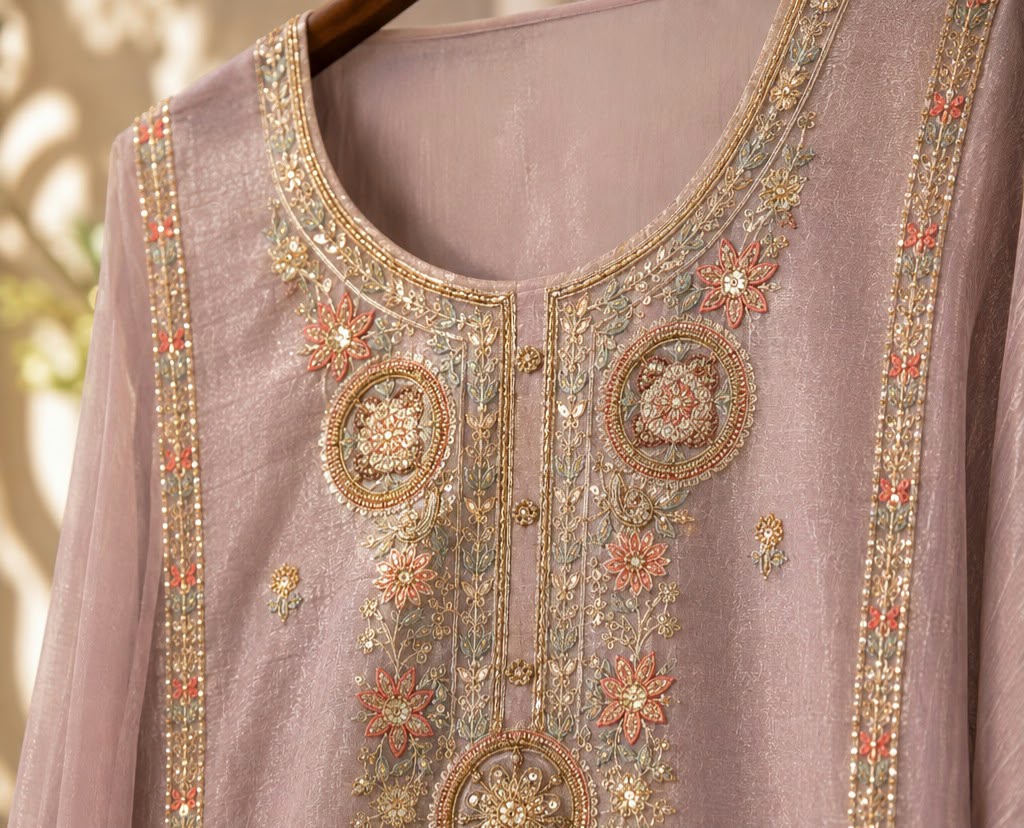 Premium Embroidered Elegant Suit Set with Dupatta